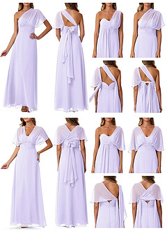 Azazie Fifi Vestidos de damas de honor Vestido de Lila de Gasa de Corte en A Convertible con Sin tirantes image10