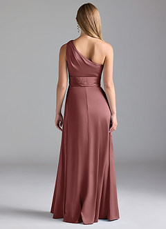 Azazie Dallas Bridesmaid Dresses Amethyst A-Line One Shoulder Stretch Satin Dress image2