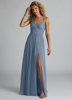 Azazie Aziza Bridesmaid Dresses Twilight A-Line V-Neck Pleated Chiffon Dress image2