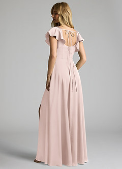 Azazie Bondi Bridesmaid Dresses Blushing Pink A-Line Bow Stretch Satin Dress image3