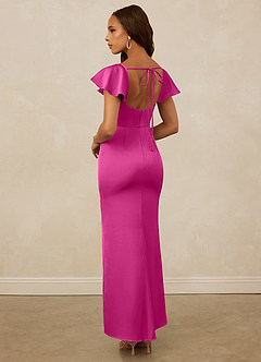 Christian Siriano Bridal for Azazie 1005 Bridesmaid Dresses Fuchsia Sheath Sweetheart Neckline Stretch Satin Dress image2