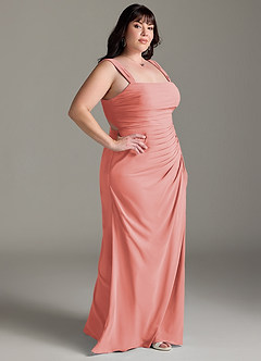 Azazie Jesaphine Bridesmaid Dresses Coral Sheath Bow Chiffon Dress image10
