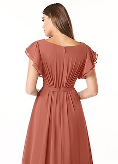 Azazie Daphne Modest Bridesmaid Dresses A-Line Ruffled Chiffon Floor-Length Dress image5
