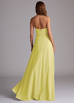 Azazie Wren Bridesmaid Dresses Lemon Sorbet A-Line Side Slit Chiffon Convertible Dress image2