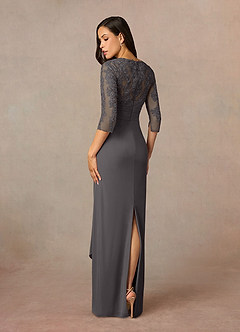 Azazie Poe Final Sale Steel Grey Sheath Lace Dress image4