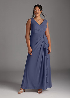 Azazie Manuella Vestidos para mãe da noiva Vestir Tormentoso de Chiffon de Linha A com Decote em V Plissado image13