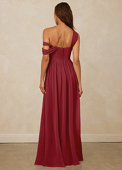 Christian Siriano Bridal for Azazie 1014 Bridesmaid Dresses Pomegranate A-Line Off the Shoulder Chiffon Dress image3
