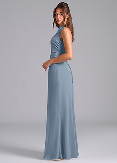 Azazie Evadne Bridesmaid Dresses Dusty Blue A-Line Pleated Chiffon Dress image6