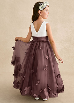 Azazie Vi Blumenmädchenkleider A-Linie ärmellos Tüll Kleid Espresso image1