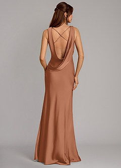 Azazie Cheryl Vestidos de damas de honor Vestido de Bronceador de Satén Elástico de Corte Sirena image1