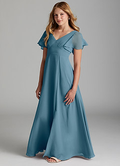 Azazie Kimber Junior Bermuda A-Line Pleated Chiffon Dress image5