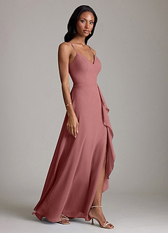 Azazie Naeem Bridesmaid Dresses Amethyst A-Line V-Neck Ruffle Chiffon Dress image4