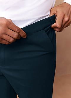 front Savile Teal Wool Blend Dress Pants