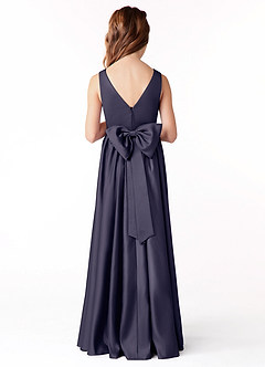 Azazie Hathaway Junior Stormy A-Line Bow Stretch Satin Dress image2
