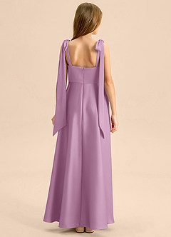 Azazie Halley Junior Jurk van Stretch Satijn met A-Lijn Boog Blauweregen image2