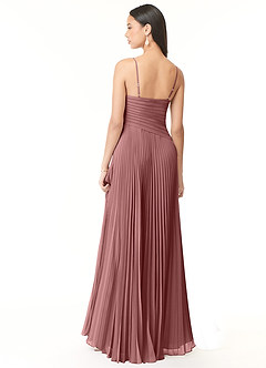 Azazie Vini Bridesmaid Dresses Desert Rose A-Line V-Neck Pleated Chiffon Dress image2