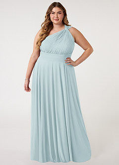 Azazie Charlize Brautjungfernkleider A-Linie One-Shoulder Gittergewebe Kleid Nebel image6