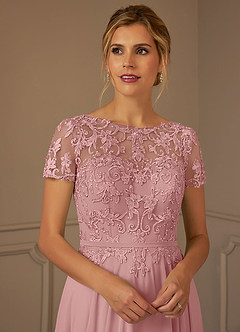 Azazie Adina Mother of the Bride Dresses Dusty Rose A-Line Boatneck Sequins Chiffon Dress image4