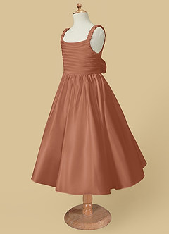 Azazie Cutie Pie vestidos de niña de las flores Vestido de Bronceador de Satin Mate de Corte En A con Plisado image6