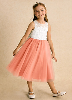 Azazie Lina Flower Girl Dresses Ivory Sunset Ball-Gown Lace Dress image4