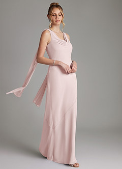 Azazie Essence Bridesmaid Dresses Blushing Pink Sheath Chiffon Dress image6