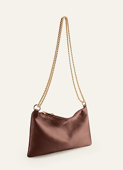 front Bolsa de ombro ajustável em cetim metálico com cor combinando