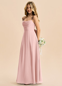 Azazie Bear Junior Powder Pink A-Line Pleated Chiffon Dress image5