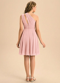 Azazie Charlize Junior A-linja Pliseerattu Sifonki Mini Nuorempi morsiusneito Pukeutua image2