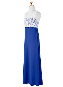 Azazie Rana Junior Royal Blue A-Line Lace Chiffon Dress image7