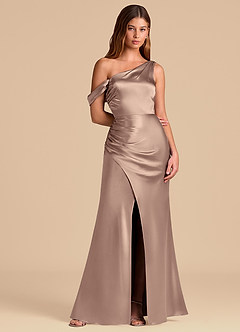 Azazie Madelyn 신부 들러리 드레스 인어 오프 더 숄더 메탈릭 새틴 바닥 길이 드레스 image5