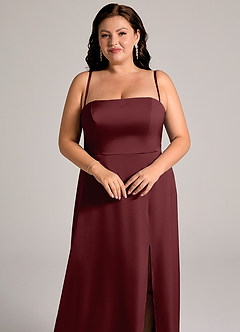 Azazie Wren Abiti da Damigella Abito Convertibile A-Line in Raso Elasticizzato Senza Cinturino Cabernet image11