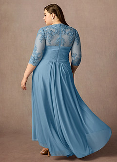 Azazie Anne Mother of the Bride Dresses Steel Blue Sheath Sweetheart Sequins Lace Dress image16
