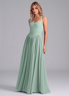 Azazie Francis At-home Try On Dresses Agave A-Line Corset Chiffon Dress image5