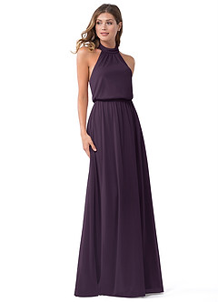 Azazie Landry Bridesmaid Dresses Plum A-Line Pleated Mesh Dress image1