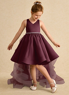 Azazie Julietta Flower Girl Dresses Cabernet Ball-Gown Convertible Tulle Dress image5