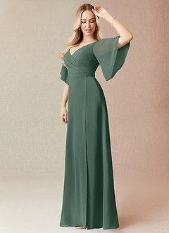 Azazie Cierra Bridesmaid Dresses Sea Moss A-Line V-Neck Chiffon Dress image4