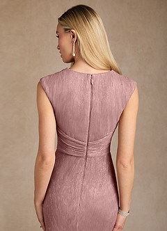 Azazie Salem Mother of the Bride Dresses Dusty Rose A-Line Pleated Metallic Mesh Dress image7