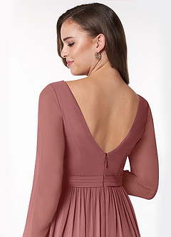 Azazie Teton Brautjungfernkleider für Schwangere A-Linie Langarm Chiffon Bodenlänge Kleid image6