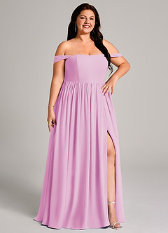 Azazie Calianna Robes de demoiselle d'honneur Robe Trapèze Convertible en Mousseline de soie Épaule décolletée Rose Bonbon image13