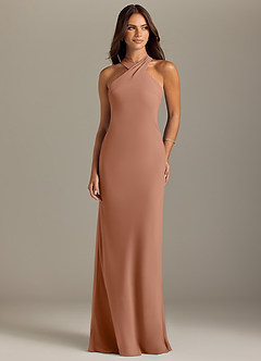 Azazie Doretta Bridesmaid Dresses Bronzer Mermaid Pleated Chiffon Dress image1
