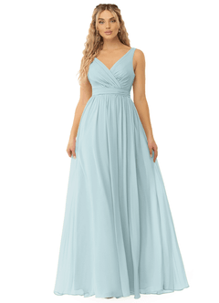 Azazie Kora Bridesmaid Dresses Mist A-Line Pleated Chiffon Dress image1