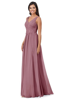 Azazie Robbie Bridesmaid Dresses A-Line Lace Chiffon Floor-Length Dress image3