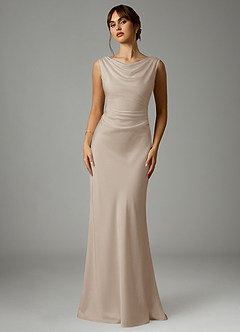 Azazie Kieryn Robes de demoiselle d'honneur Robe Sirène en Satin extensible Plissée Givre image1