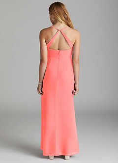 Azazie Becca Junior Robe Sirène en Mousseline de soie Corail image4