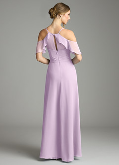 Azazie Dakota Vestidos de damas de honor Vestido de Lila Esmerilada de Gasa de Corte en A con Cuello en V plisado image2