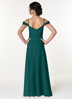 Azazie Alivia Junior Peacock A-Line Off the Shoulder Chiffon Dress image2