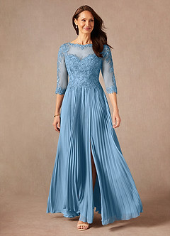 Azazie Corinne Mother of the Bride Dresses Steel Blue A-Line Sequins Chiffon Dress image3