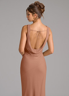 Azazie Rylina Brautjungfernkleider Meerjungfrau-Linie Plissee Chiffon Kleid Bronzer image2