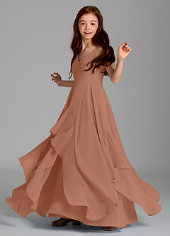 Azazie Karan Junior Bronzer A-Line Chiffon Dress image5