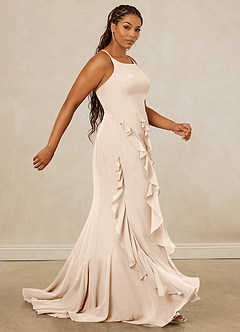 Christian Siriano Bridal for Azazie 1006 Bridesmaid Dresses White Alabaster Mermaid Ruched Chiffon Dress image13